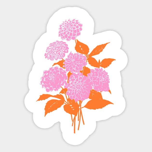 Flower Bouquet Illustration in Pink and Orange Sticker by ApricotBirch